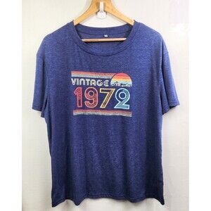 "Vintage 1972" Women’s Heather Blue Short Sleeve T-Shirt Size 2XL